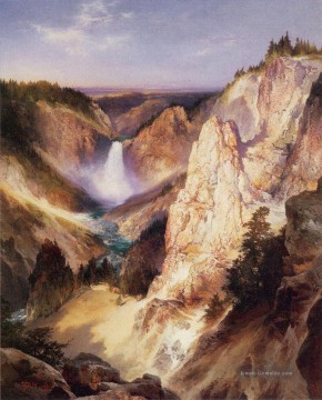 Great Falls des Yellowstone Landschaft Thomas Moran Berge Ölgemälde